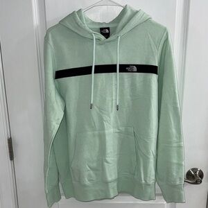 The North Face Light Green Hoodie with Black Stripe